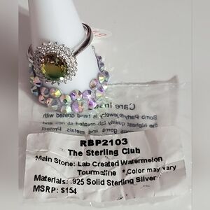 Bomb Party Sterling Silver Watermelon Tourmaline Size 10